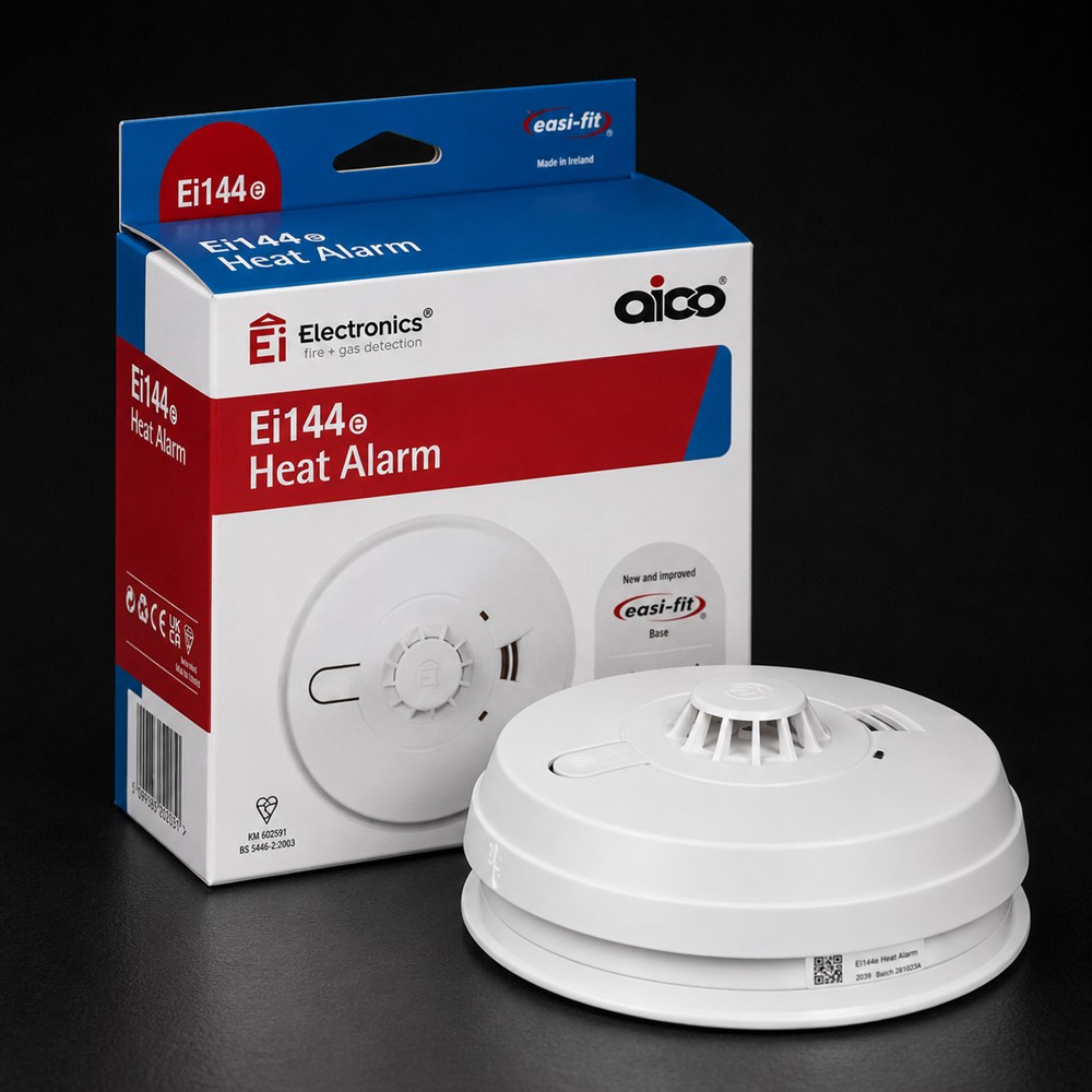 Aico Ei144e Heat Alarm Mains Powered with 9v Battery Backup